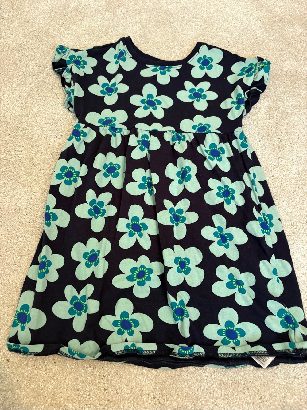Old Navy Black Dress with Mint and Teal Floral Print